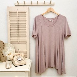 LOGO Lori Goldstein Stretch Rayon Trapeze Tunic, M